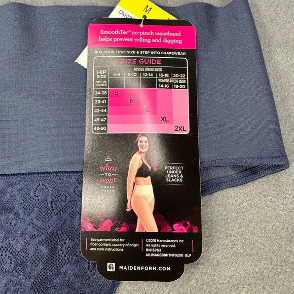 Maidenform Womens Size Medium Shaper Thong Firm Control Lace Navy Blue New - Picture 6 of 10